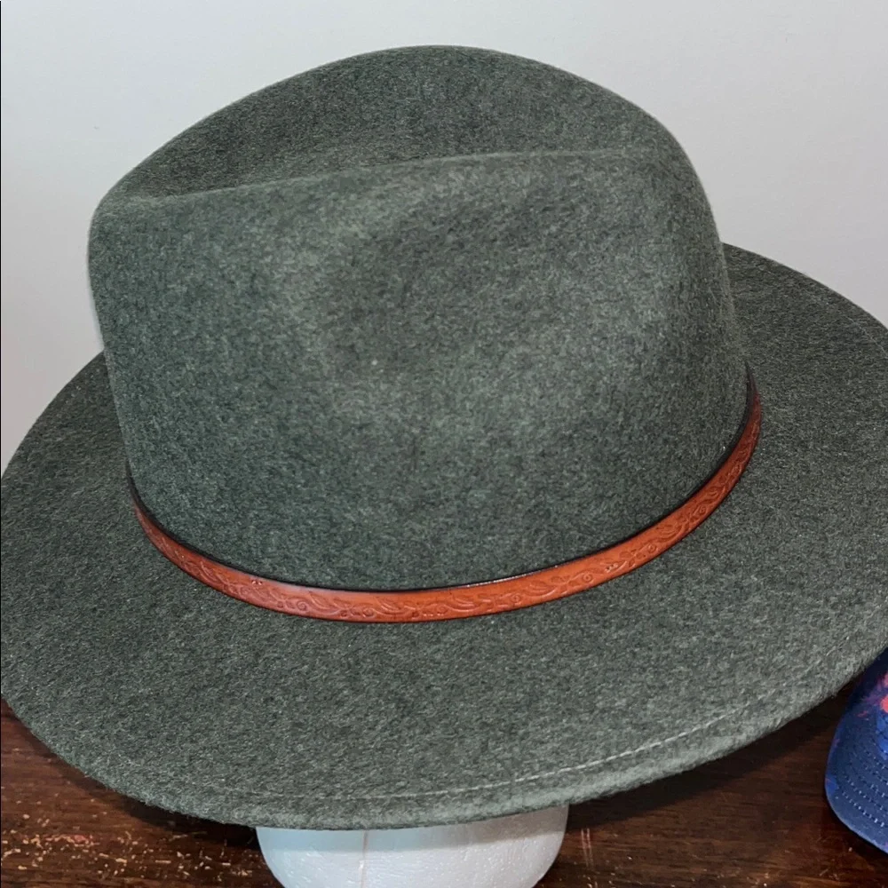 Green 100% Wool Felt STETSON Cromwell men’s Fedora brim Hat L NWOT USA Made - Picture 3 of 6
